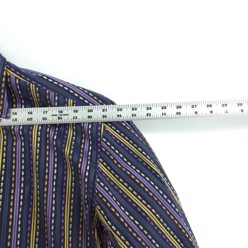 Etro Mens Dress Shirt Cotton Multi Color Stripe Size 43 17 Made in Italy